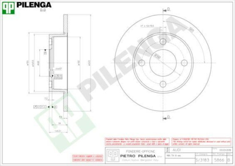 Tarcza hamulcowa PILENGA 5866 AUDI