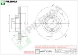 Tarcza hamulcowa PILENGA V348 TOYOTA LITEACE, HONDA ACCENT -99 WENTYLOWANA PRZÓD