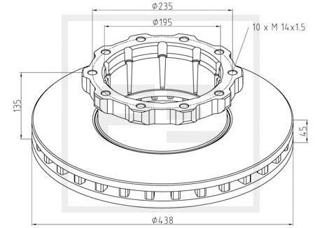 Tarcza hamulcowa PETERS ENNEPETAL 016.284-00A 438x45mm, 10x235